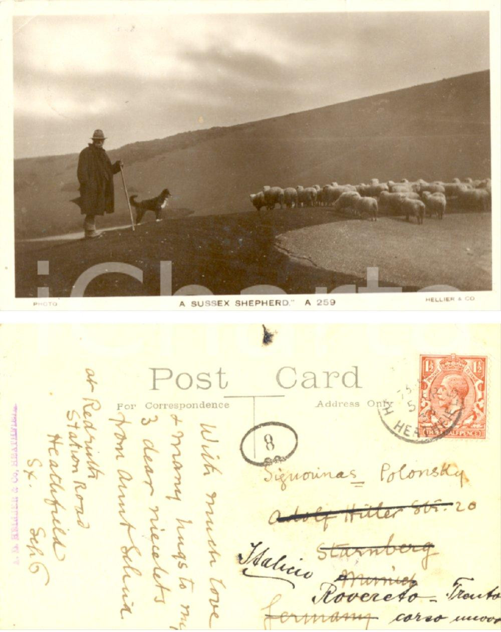 Cartolina originale da collezione 1930 ca HEATHFIELD ENGLAND A Sussex shepherd Cartolina a Gaby POLONSKY 1