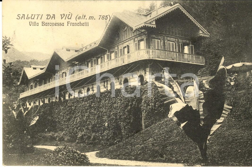 Cartolina originale da collezione 1910 ca VIU  TO Villa della baronessa FRANCHETTI Cartolina postale FP VG 1