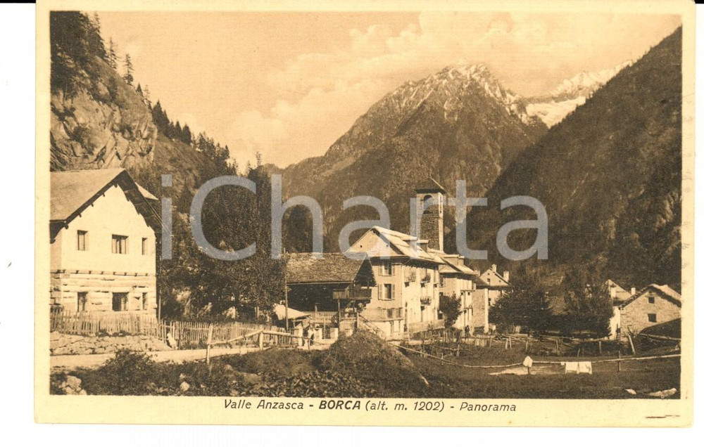 Cartolina originale da collezione 1930 ca BORCA VB VALLE D ANZASCA  Panorama con la chiesa Cartolina FP NV 1