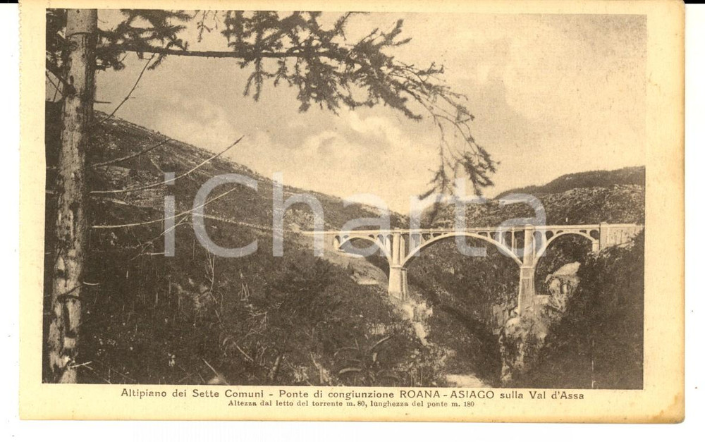 Cartolina originale da collezione 1910 ca ROANA VI Ponte di congiunzione con ASIAGO  VAL D ASSA Cartolina FP 1