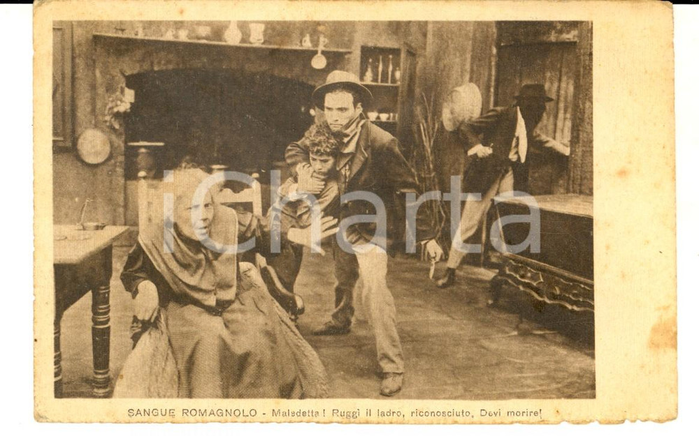 Cartolina originale da collezione 1916 SANGUE ROMAGNOLO Maledetta! Devi morire Cartolina GLORIA FILM FP NV 1