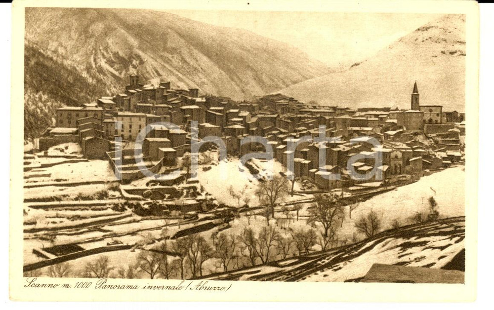 Cartolina originale da collezione 1920 ca SCANNO AQ Panorama invernale Cartolina postale FP NV 1