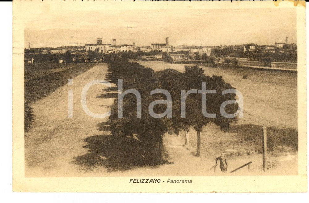 Cartolina originale da collezione 1924 FELIZZANO AL Panorama del paese Cartolina ANIMATA FP VG 1