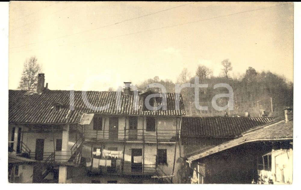 Fotografia d epoca originale 1930 ca VALLI BERGAMASCHE Veduta con abitazioni rurali Foto VINTAGE 1