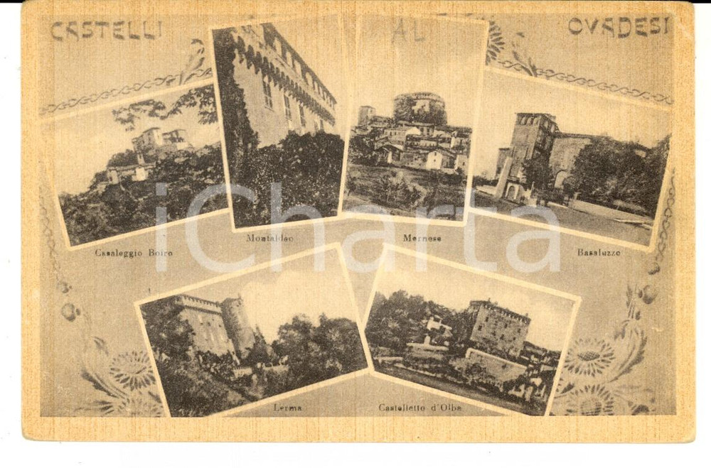 Cartolina originale da collezione 1920 ca OVADA Vedutine castelli LERMA  BASALUZZO  MORNESE Cartolina FP NV 1