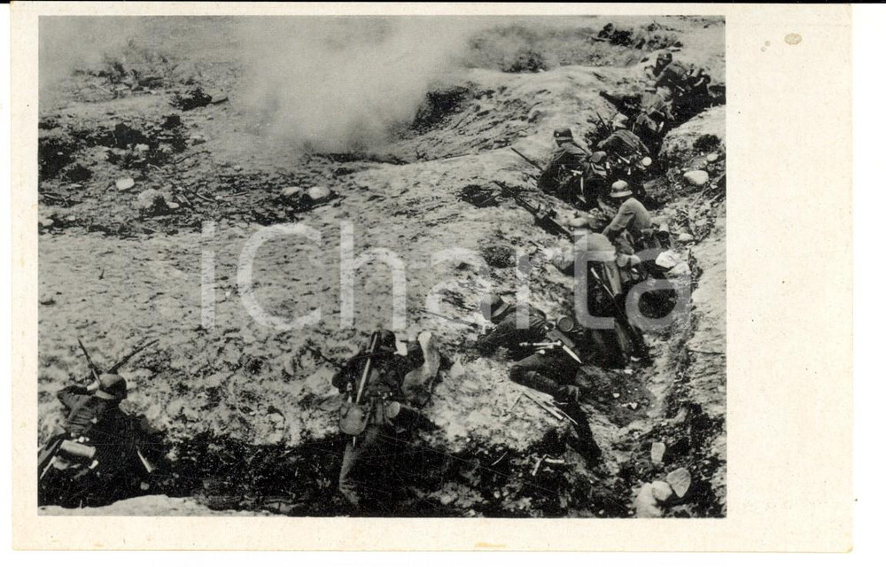 Cartolina originale da collezione 1940 ca WW2 Die WEHRMACHT  Stosstrupp in Stellung Postcard FP NV 1