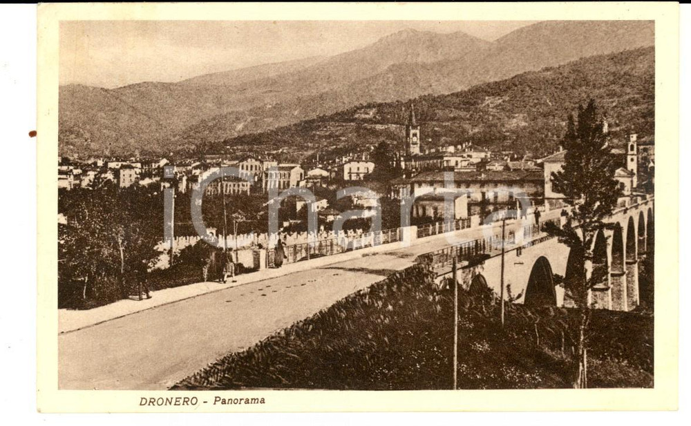 Cartolina originale da collezione 1934 DRONERO CN Panorama del paese Cartolina postale VINTAGE FP VG 1