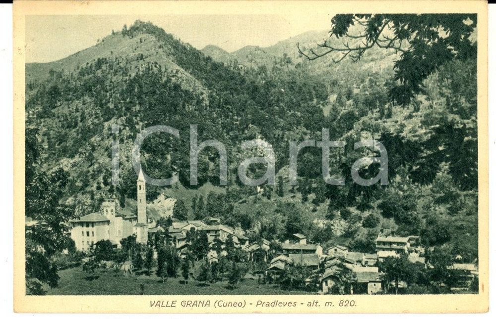 Cartolina originale da collezione 1931 PRADLEVES CN Panorama in VALLE GRANA Cartolina postale FP VG 1