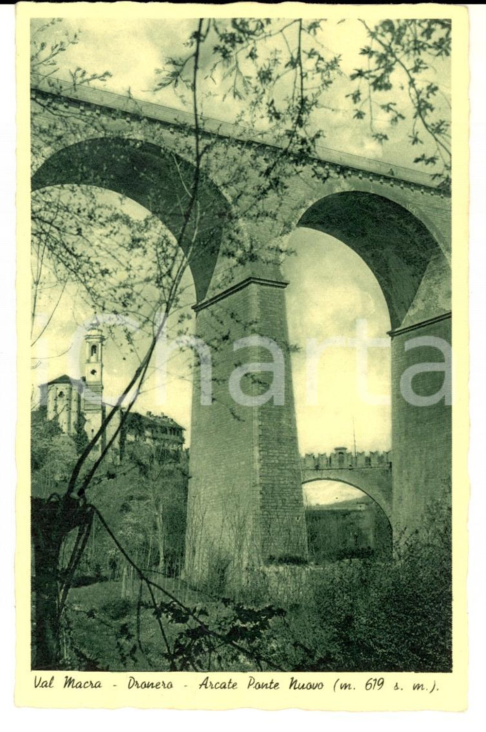 Cartolina originale da collezione 1936 DRONERO CN Arcate del Ponte Nuovo Cartolina VINTAGE FP NV 1