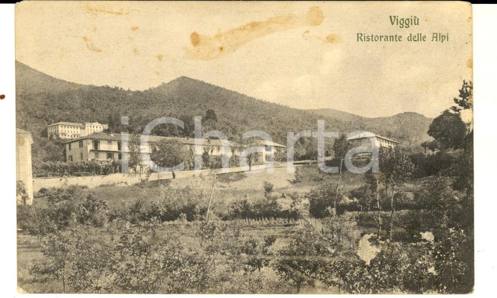 Cartolina originale da collezione 1920 ca VIGGIU  VA Veduta con il Ristorante delle Alpi Cartolina postale FP 1