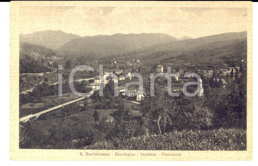 Cartolina originale da collezione 1939 SAN BARTOLOMEO  BISOLAGNO  STABBIO GE Panorama Cartolina 1