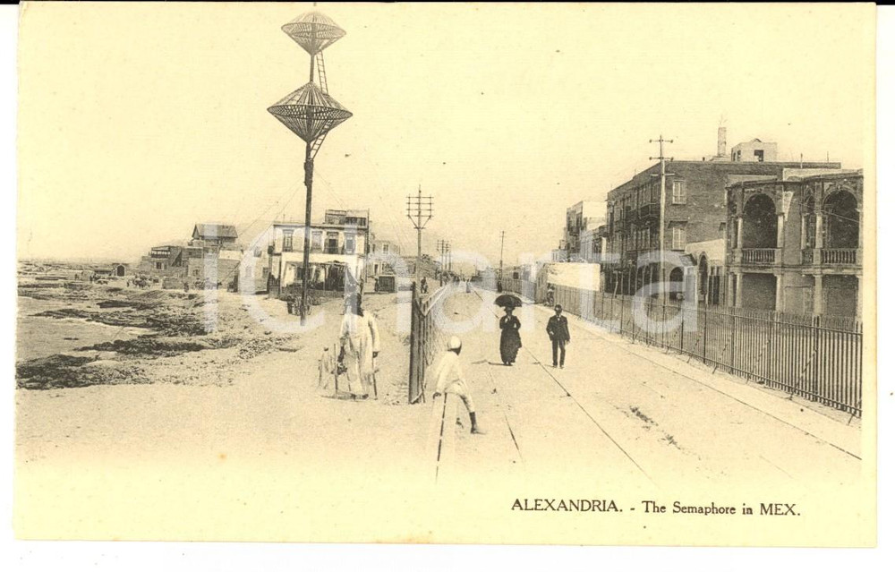 Cartolina originale da collezione 1910 ca ALEXANDRIE EGYPTE SÃ©maphore au MEX Carte postale ANIMEE VINTAGE 1