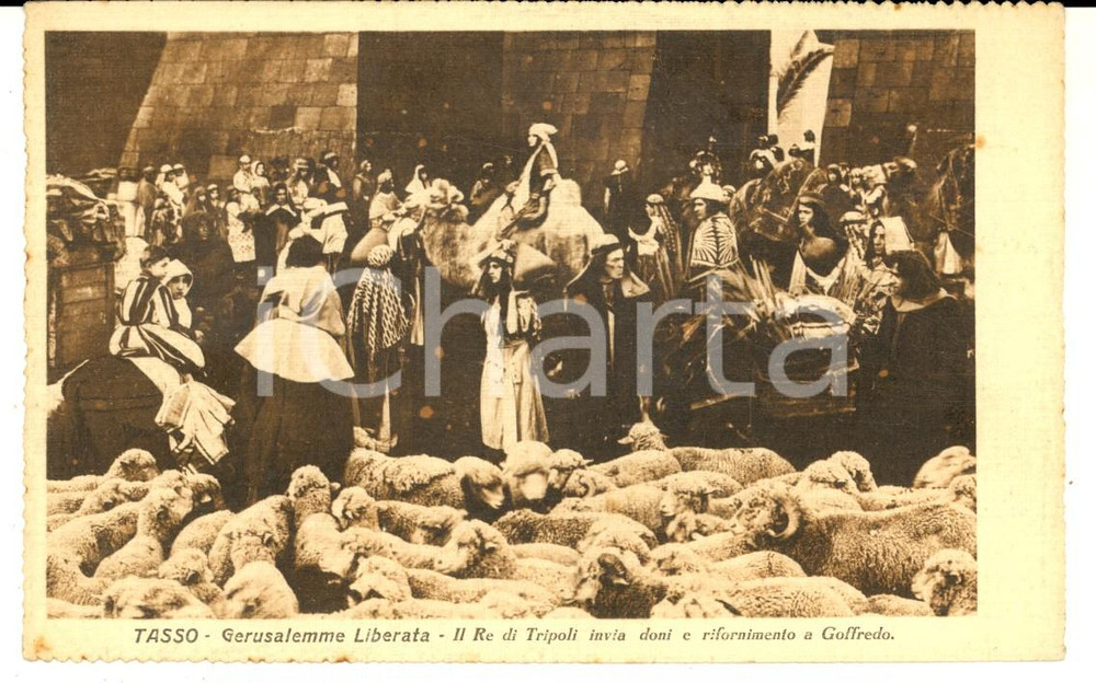 Cartolina originale da collezione 1918 LA GERUSALEMME LIBERATA Doni del re di Tripoli Cartolina GUAZZONI FILM 1