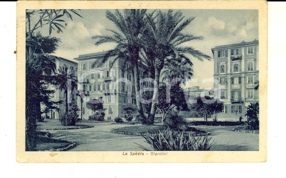 Cartolina originale da collezione 1939 LA SPEZIA Veduta dei giardini Cartolina postale VINTAGE FP VG 1