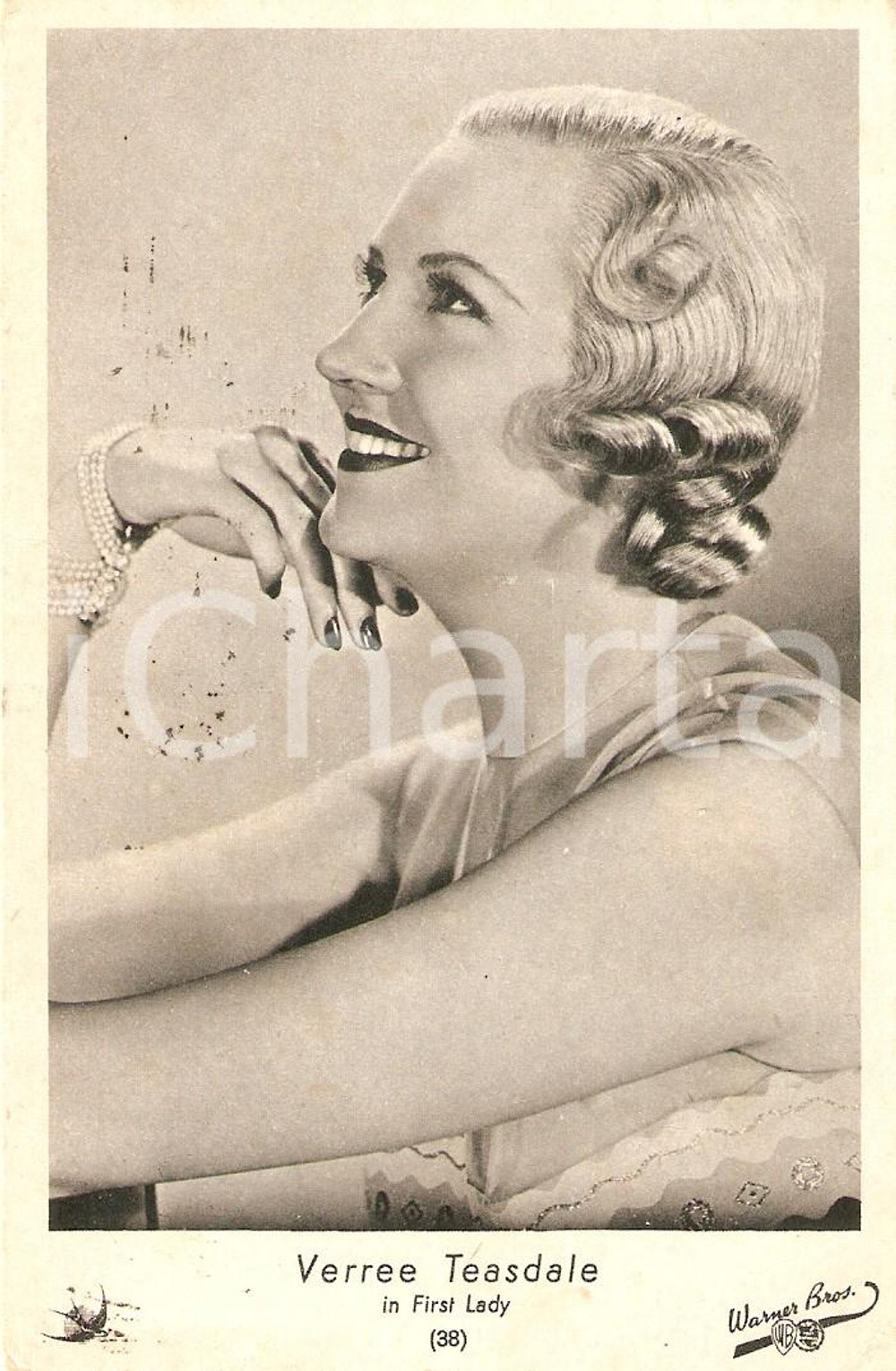 Cartolina originale da collezione 1939 FIRST LADY Attrice Verree TEASDALE in una scena del film Cartolina FP VG 1