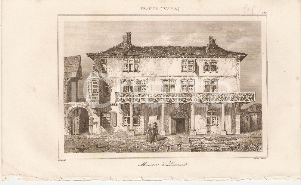 Stampa, bozzetto originale 1840 LUXEUILLESBAINS FRANCE Maison  L Univers Stampa LEMAITRE 1
