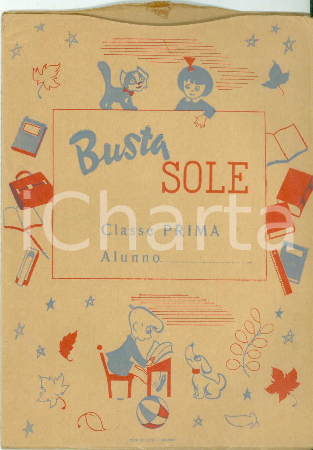 Oggetto da collezione cartaceo 1950 ca BUSTA SOLE con albo ARISTEA Disegni e calligrafia per scuole elementari 1
