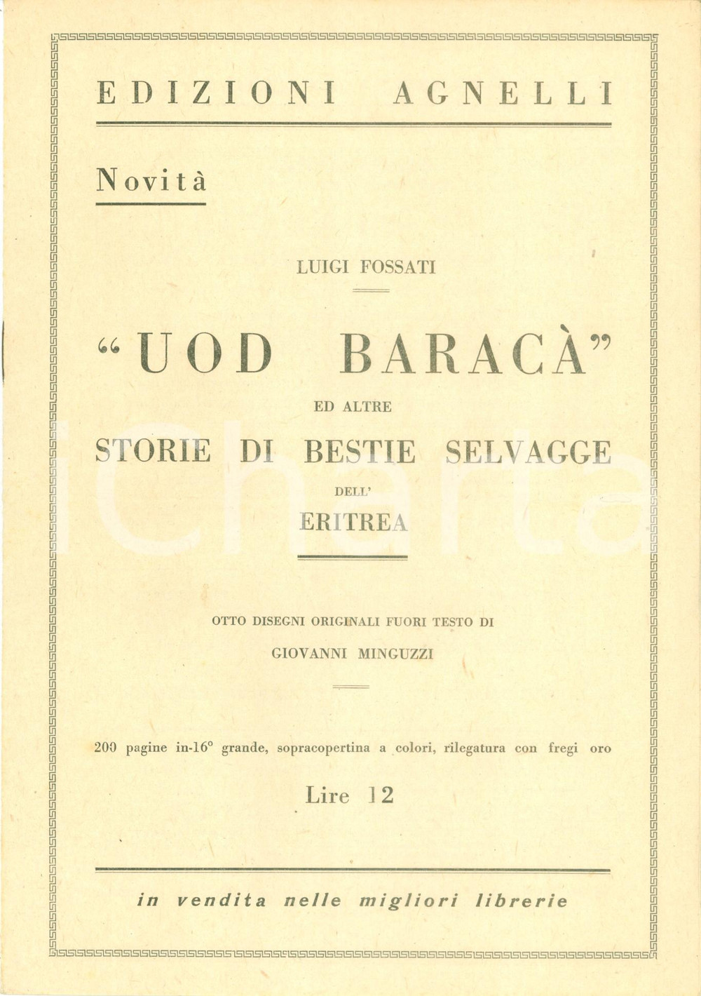 Documento originale, autentico 1930 MILANO Edizioni AGNELLI Uod BaracÃ  Bollettino editoriale 1