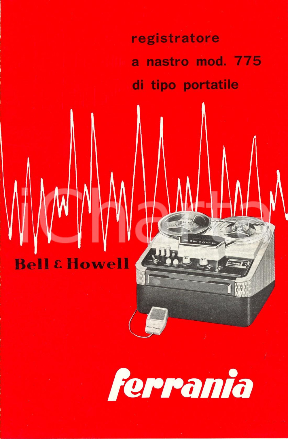 Materiale pubblicitario d’epoca 1960 ca CAIRO MONTENOTTE SV FERRANIA Registratore portatile 775 BELL & HOWELL 1