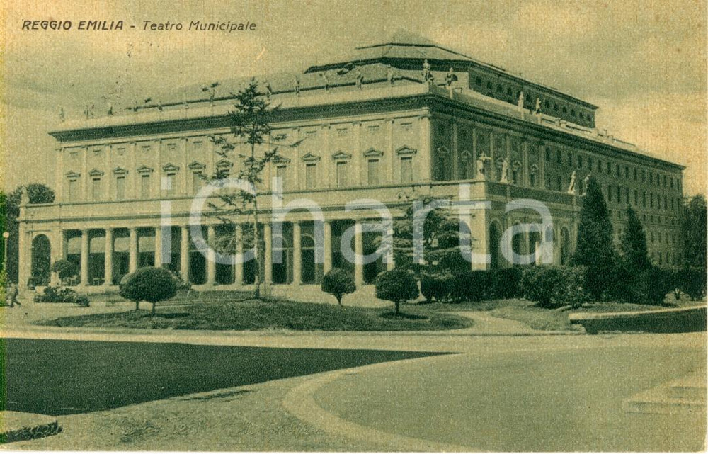 Cartolina originale da collezione 1953 REGGIO EMILIA Veduta esterna del Teatro municipale Romolo VALLI FP VG 1