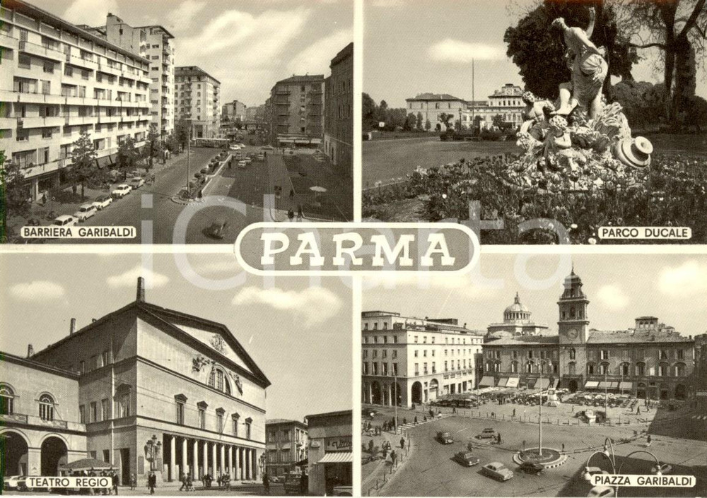 Cartolina originale da collezione 1955 ca PARMA Vedutine della cittÃ  e dei suoi monumenti Cartolina VINTAGE FG NV 1