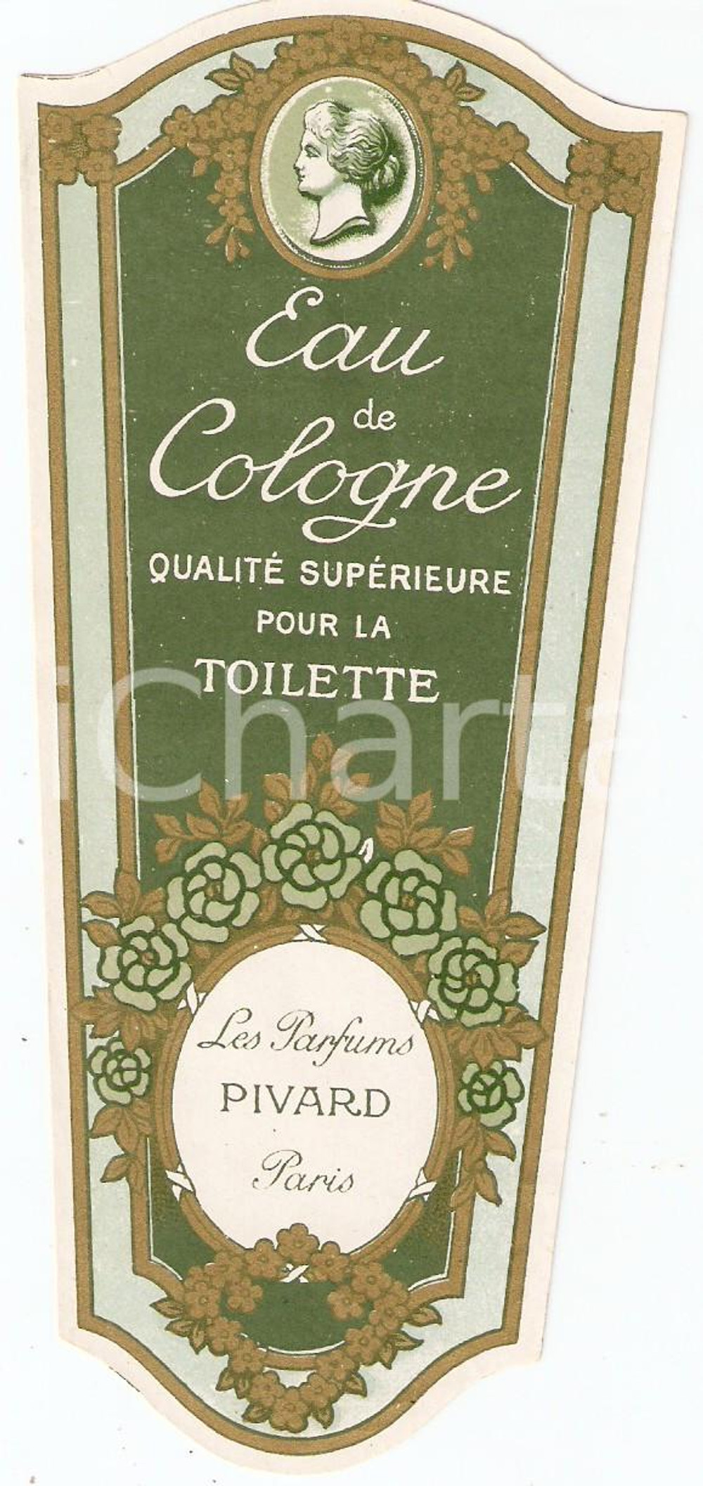 Materiale pubblicitario d’epoca 1950 ca PARIS Parfumes PIVARD Eau de cologne Qualité supérieure Etichetta 1