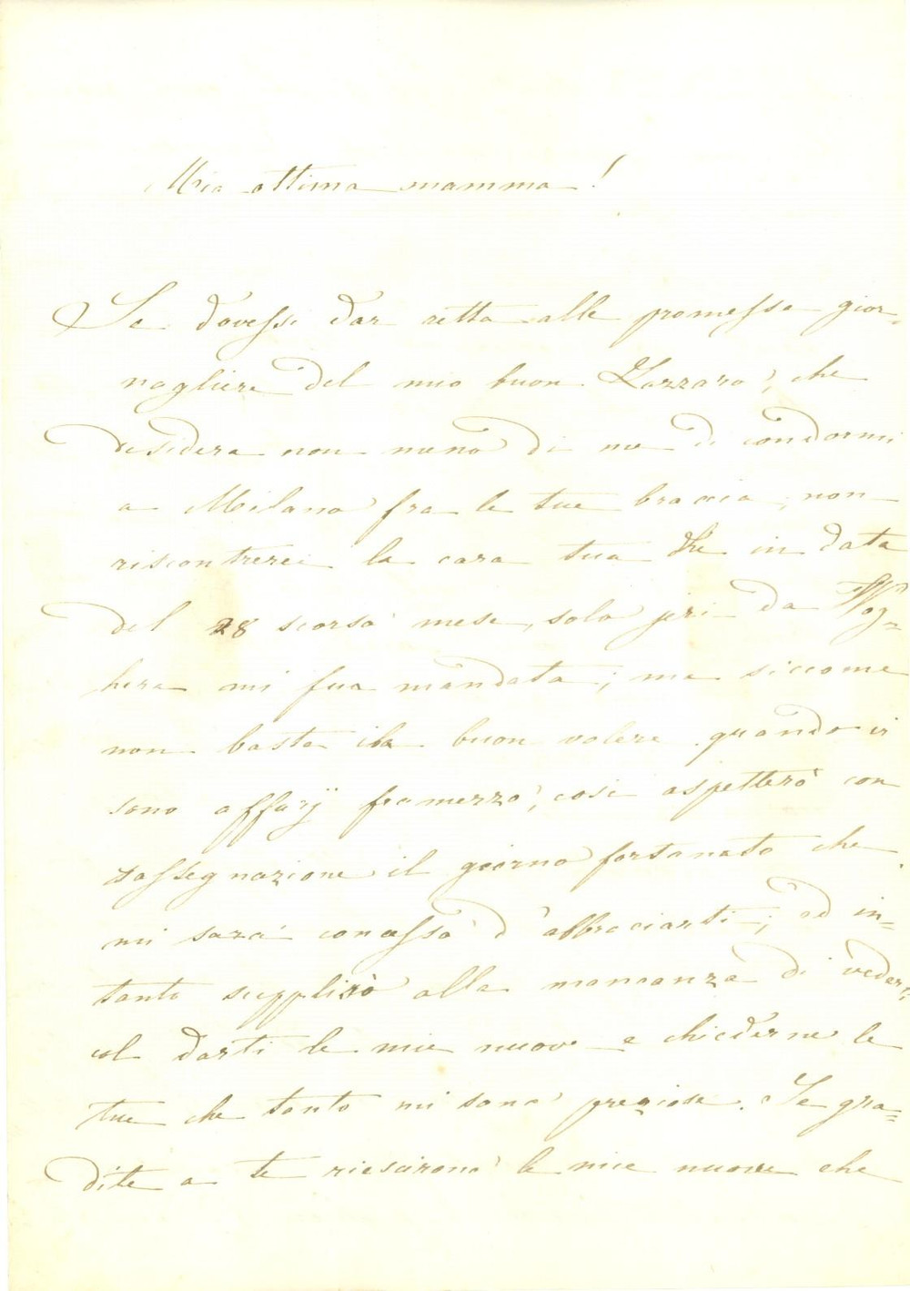 Documento originale, autentico 1847 MEZZANA BIGLI PV Eugenia OBICINI alla madre Savine BENELLI Prefilatelica 1