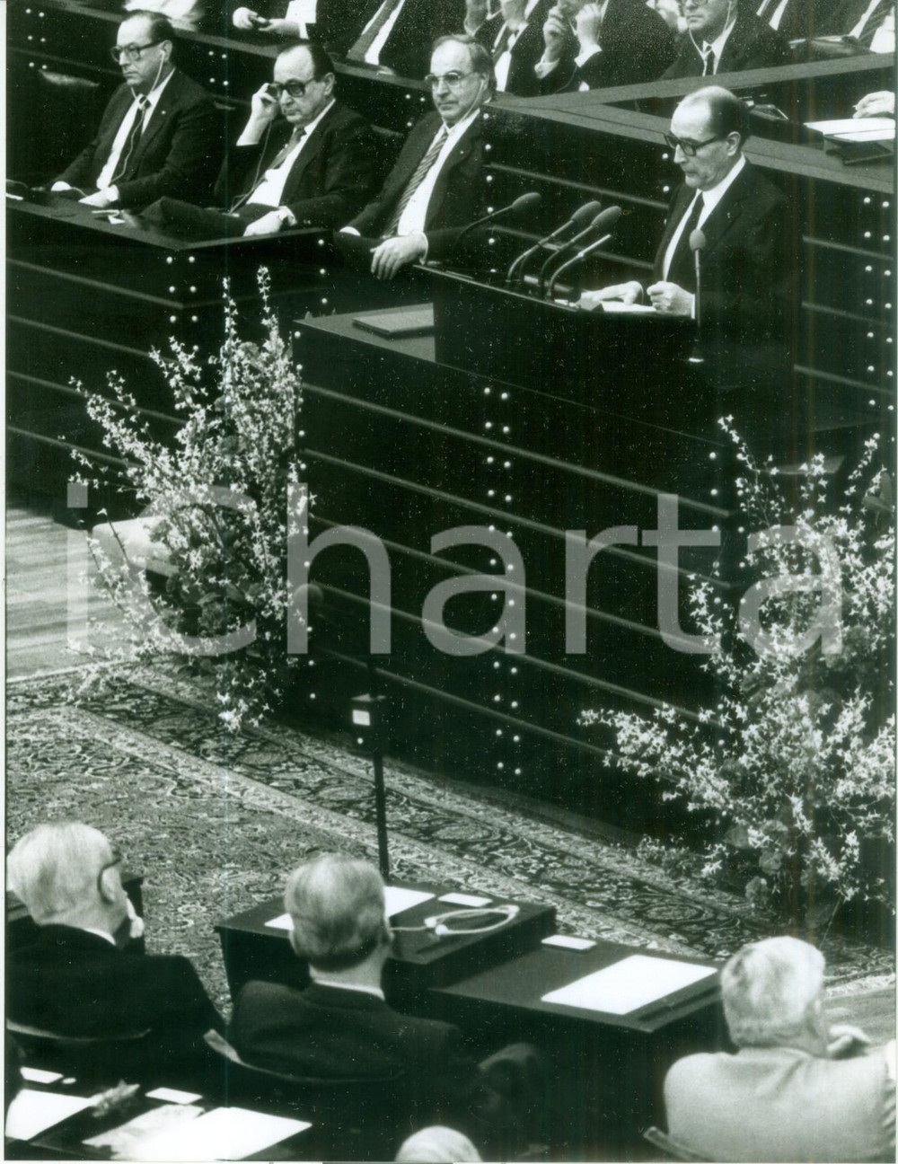 Fotografia d epoca originale 1983 BONN François MITTERRAND all incontro francotedesco al BUNDESTAG Foto 1