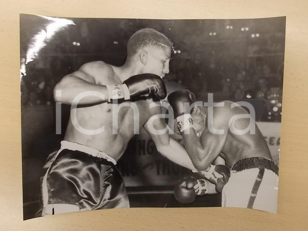 Fotografia d epoca originale 1958 SAN FRANCISCO USA BOXE Pugile Don JORDAN vs Virgil AKINS Foto 30 x 23 1