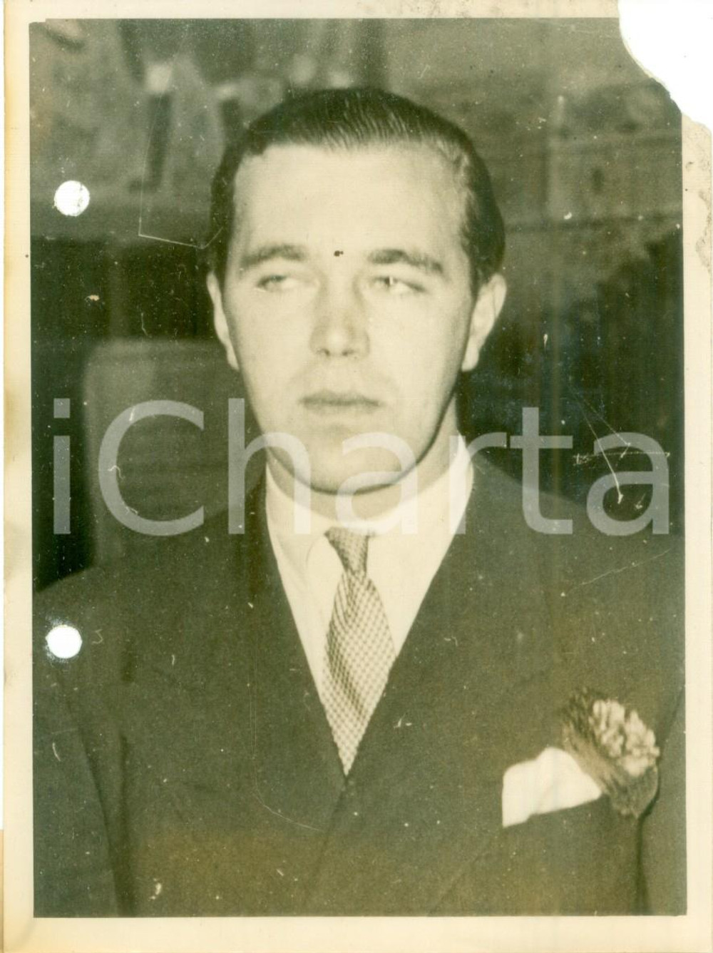 Fotografia d epoca originale 1938 SENS FRANCE Principe Bertil di SVEZIA caporale onorario Foto DANNEGGIATA 1