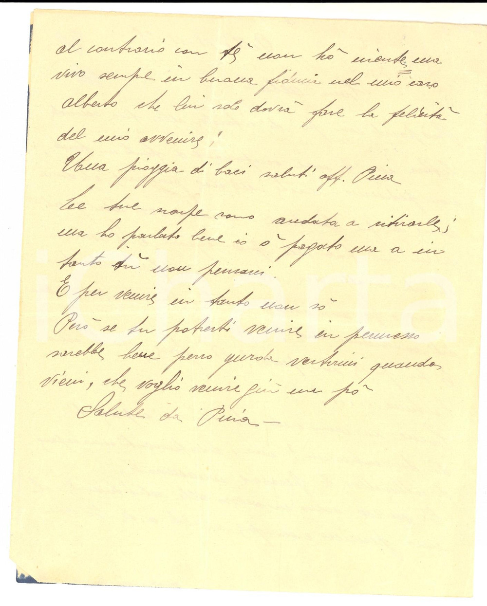 Manoscritto, lettera originale 1928 PELLIO INTELVI CO I divertimenti abbattono le persone innamorate Lettera 1