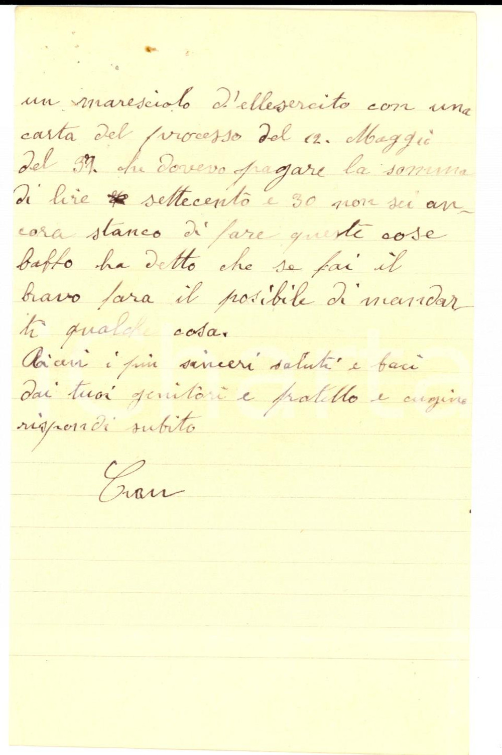 Manoscritto, lettera originale 1938 ALESSANDRIA Non sei ancora stanco di fare queste cose Lettera al fratello 1