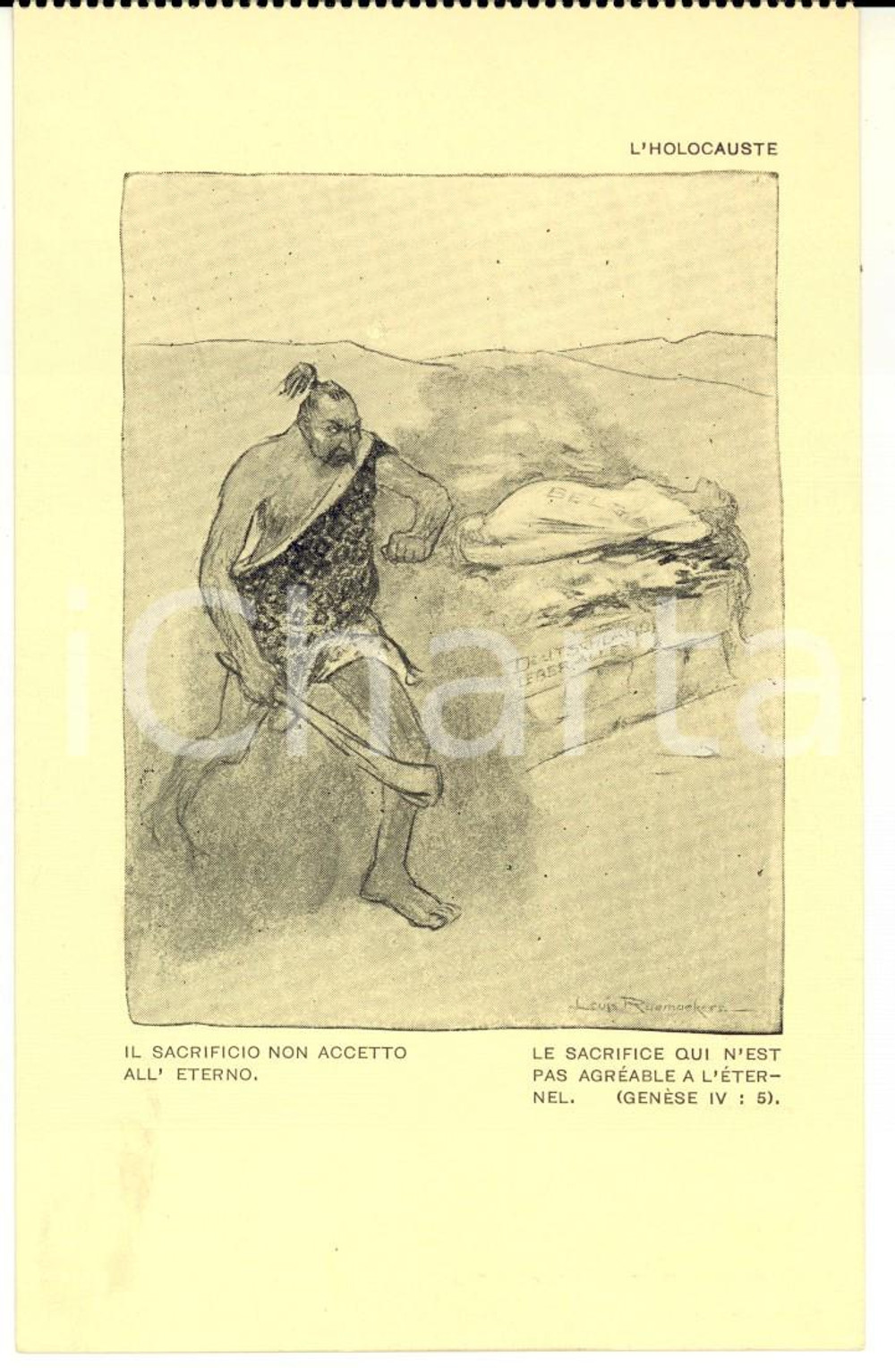 Cartolina originale da collezione 1917 WW1 SATIRA DI GUERRA Il sacrificio non accetto all Eterno Cartolina FP NV 1