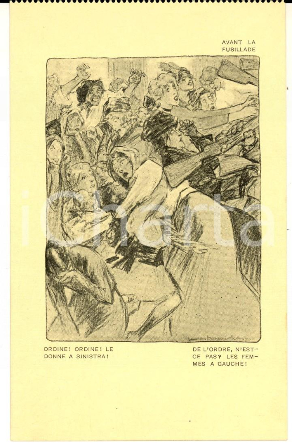 Cartolina originale da collezione 1917 WW1 SATIRA DI GUERRA Avant la fusillade  Donne a sinistra Cartolina FP NV 1