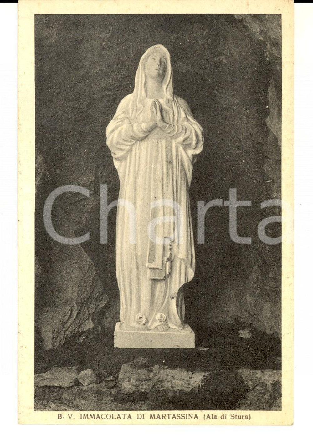 Cartolina originale da collezione 1939 MARTASSINA TO Statua della Beata Vergine IMMACOLATA Cartolina FP VG 1