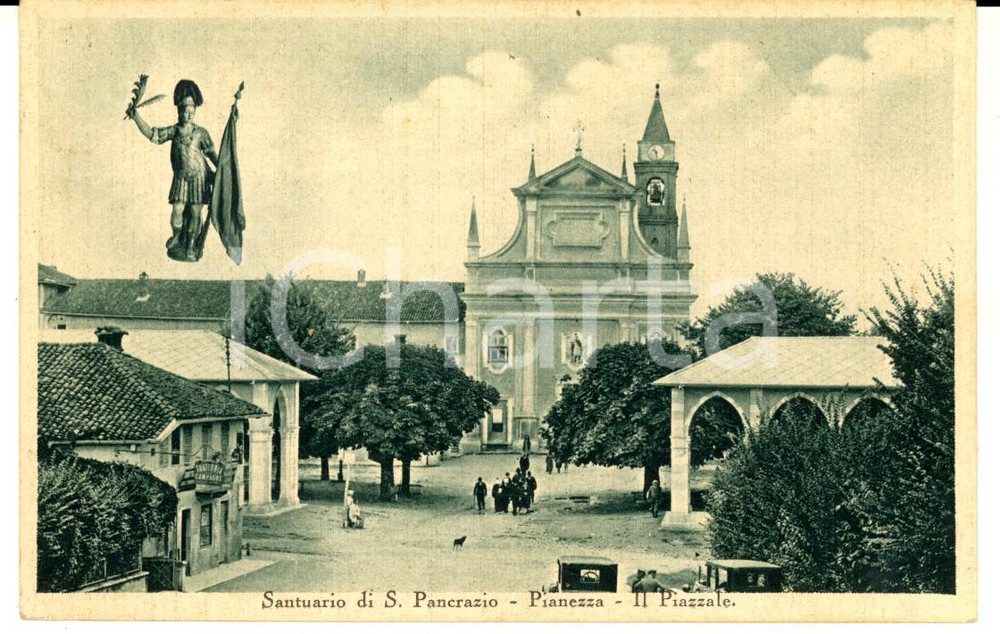 Cartolina originale da collezione 1935 PIANEZZA TO Santuario di SAN PANCRAZIO  Piazzale Cartolina ANIMATA FP 1
