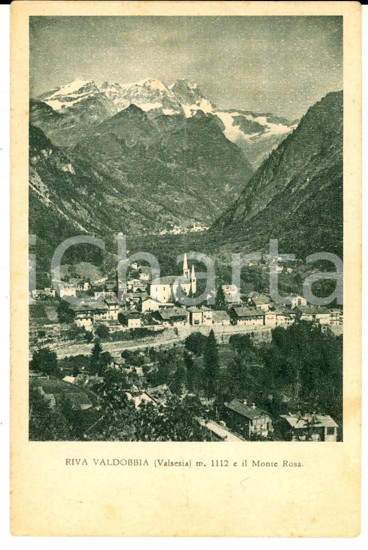 Cartolina originale da collezione 1930 ca RIVA VALDOBBIA VC Veduta del paese con il MONTE ROSA Cartolina FP NV 1