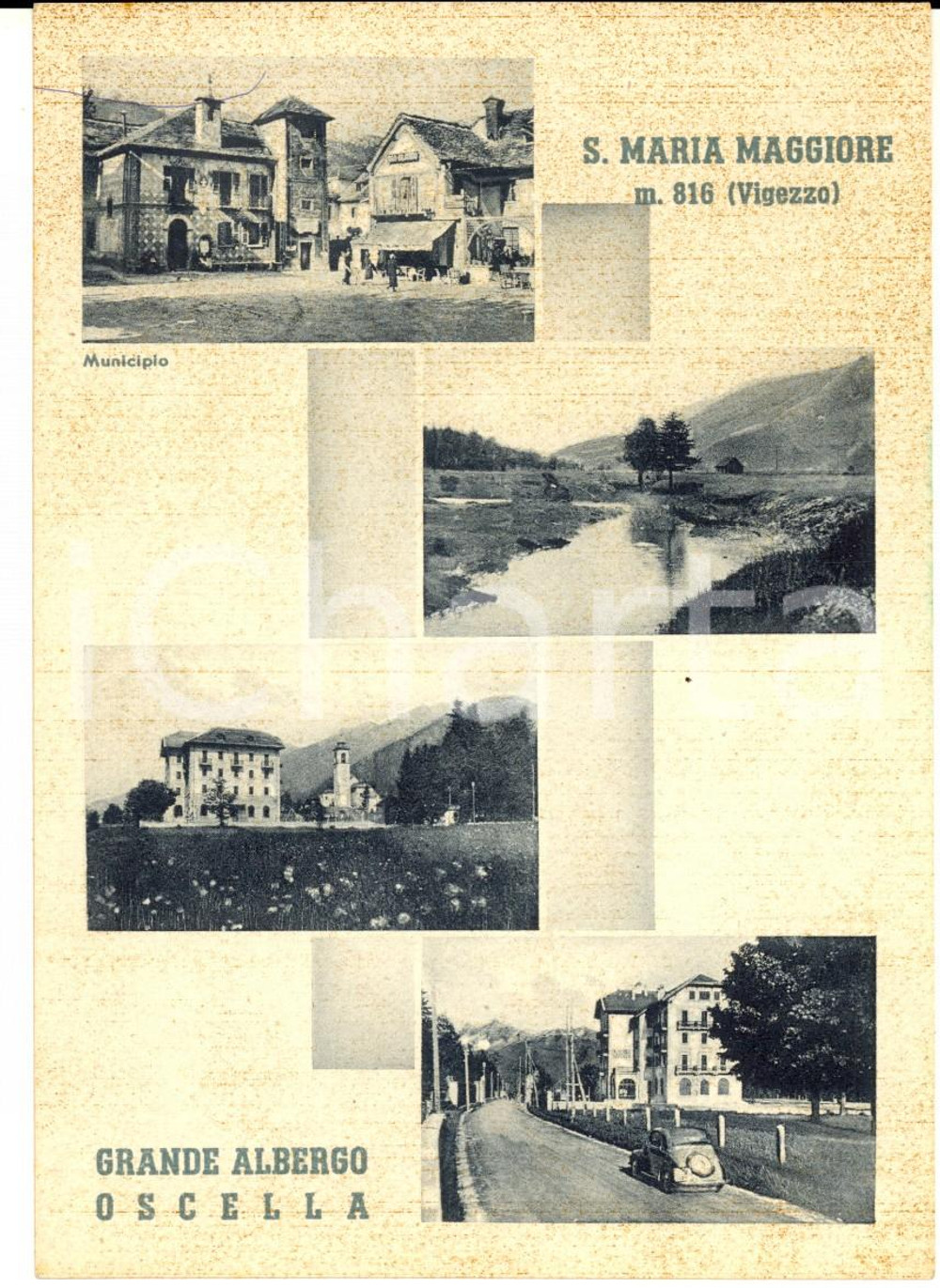 Cartolina originale da collezione 1939 SANTA MARIA MAGGIORE VB Vedutine con Grande Albergo OSCELLA Cartolina FG 1