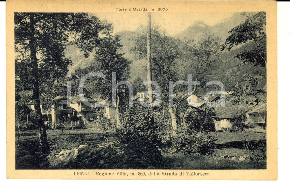 Cartolina originale da collezione 1928 LEMIE TO Regione VILLA  dalla strada di VALLORSERA Cartolina postale 1
