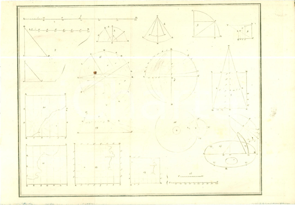 Stampa, bozzetto originale 1890 ca GEOMETRIA Tavola a stampa con illustrazioni geometriche Documento 1