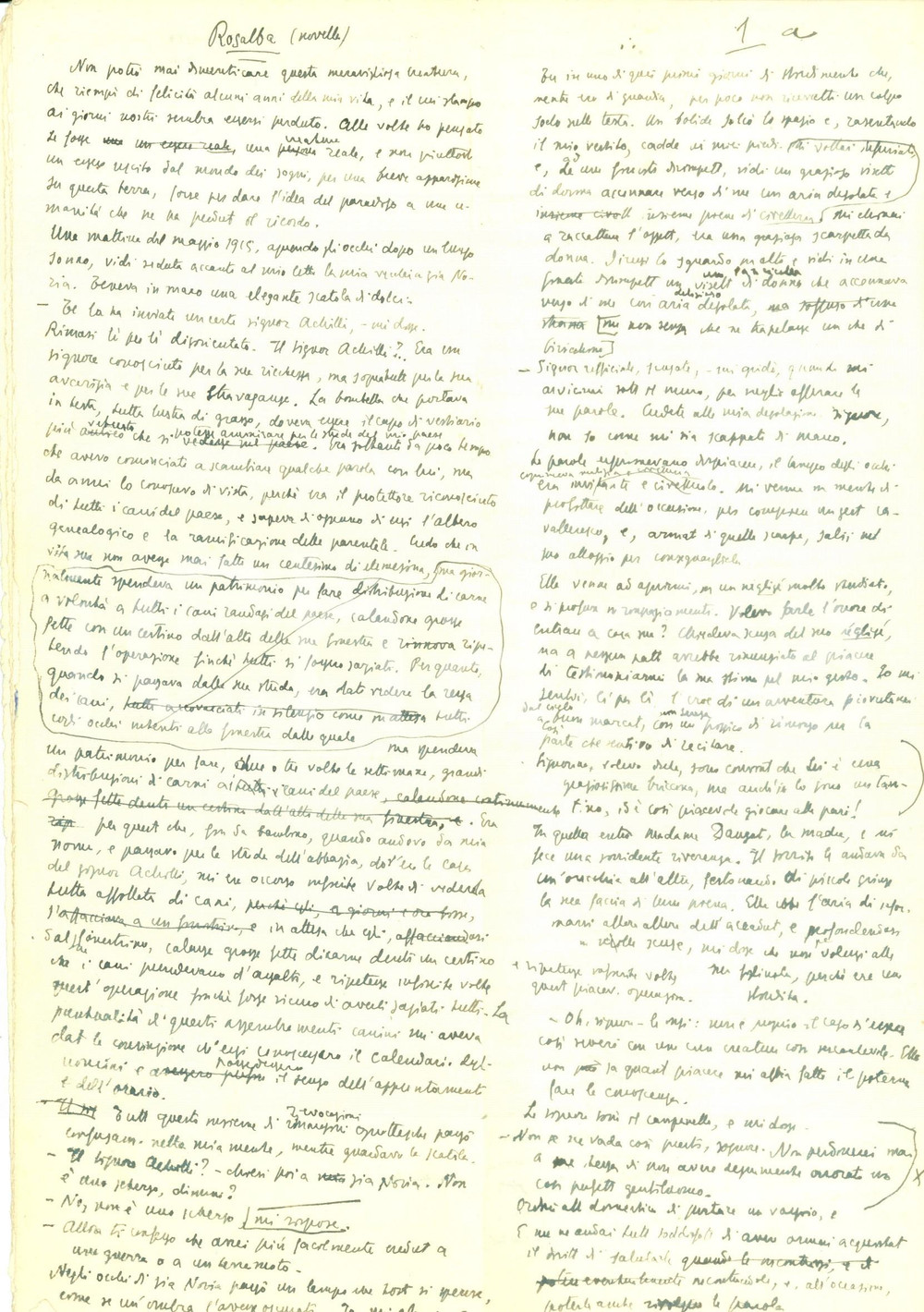 Manoscritto, lettera originale 1950 ca INEDITO Rosalba novella Manoscritto mai pubblicato 1
