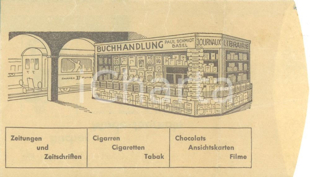 Materiale pubblicitario d’epoca 1960 ca BASEL SWITZERLAND Buchhandlung Paul SCHMIDT Busta intestata VUOTA 1