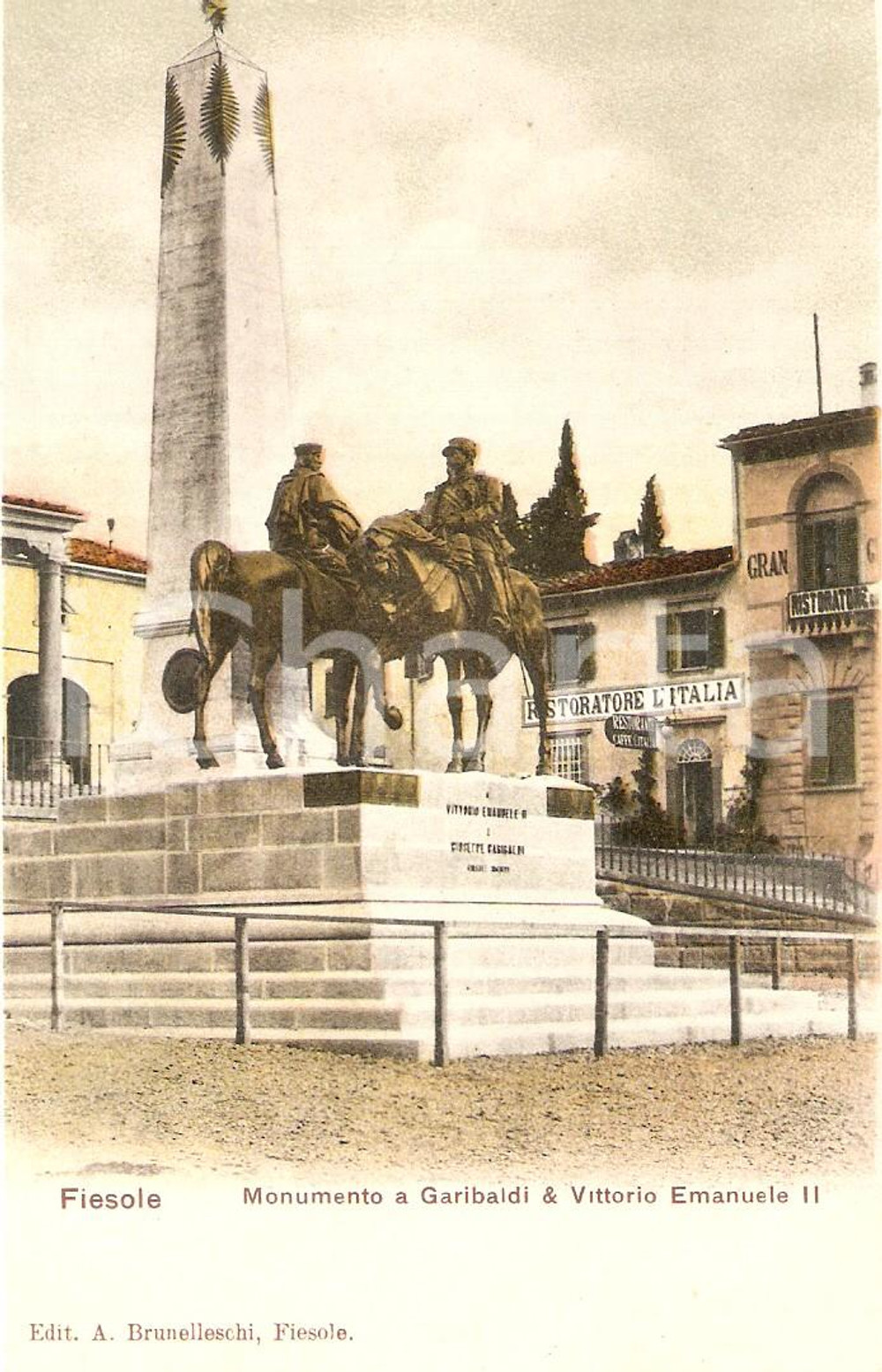 1935 ca FIESOLE (FI) Monumento Garibaldi e Vittorio Rmanuele II *Cartolina FP NV