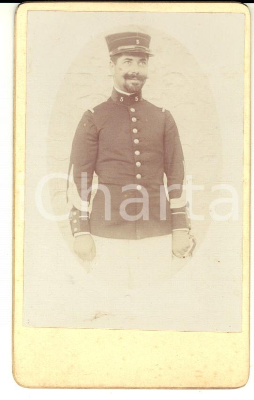 Fotografia d epoca originale 1900 ca ARMEE DE TERRE Portrait d officier 5e rÃ©giment Photo CDV 1