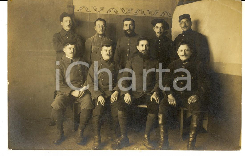 Fotografia d epoca originale 1915 ca WW1 FRANCE Soldats du 23e RI posent pour la photo de groupe 1