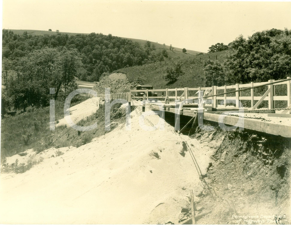 Fotografia d epoca originale 1933 GREENE COUNTY, PENNSYLVANIA Erosione della collina sotto la strada rurala 1