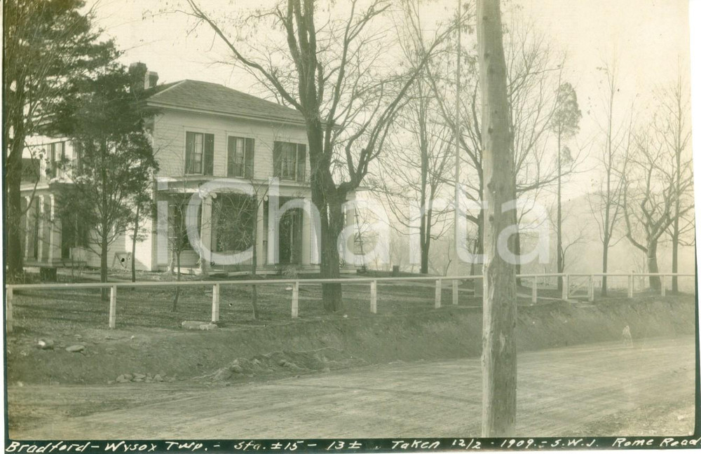 Fotografia d epoca originale 1909 WYSOX, PENNSYLVANIA USA Una villetta sulla nuova ROME ROAD Fotografia 1