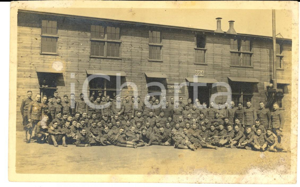 Fotografia d epoca originale 1930 ca UNITED STATES ARMY Soldiers COMPANY F 310th eng. Phot postcard 1
