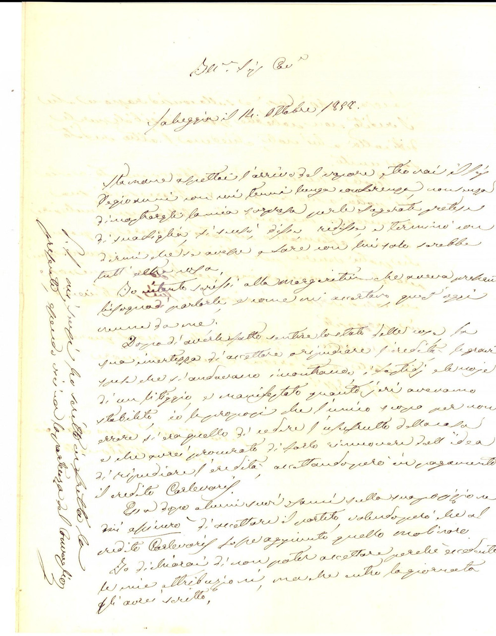 Manoscritto, lettera originale 1858 SALUGGIA Notaio Giovanni Battista DONATO assalito da pretese ereditarie 1