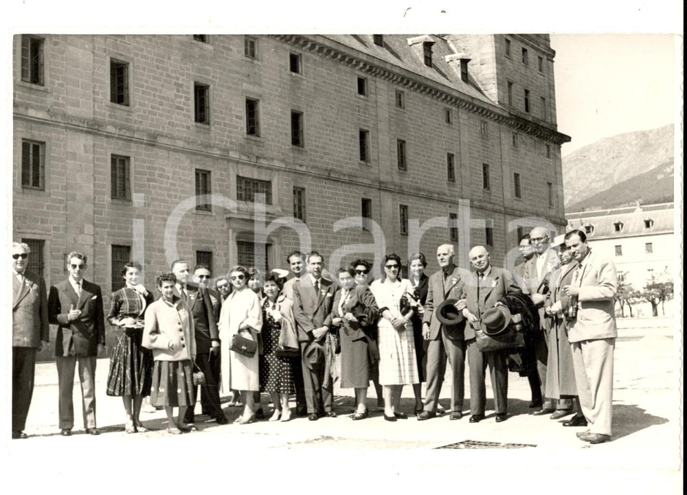 Fotografia d epoca originale 1954 MADRID Comitiva di turisti italiani in visita Foto VINTAGE 18x13 cm 1